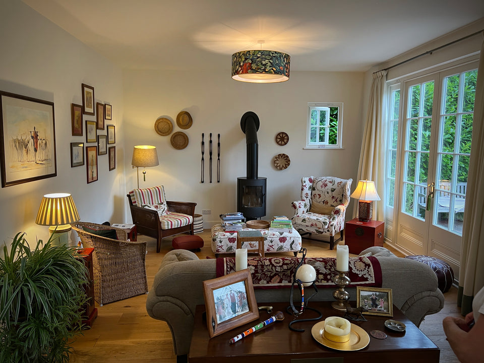 stylish velvet ceiling lampshade in gorgeous interior