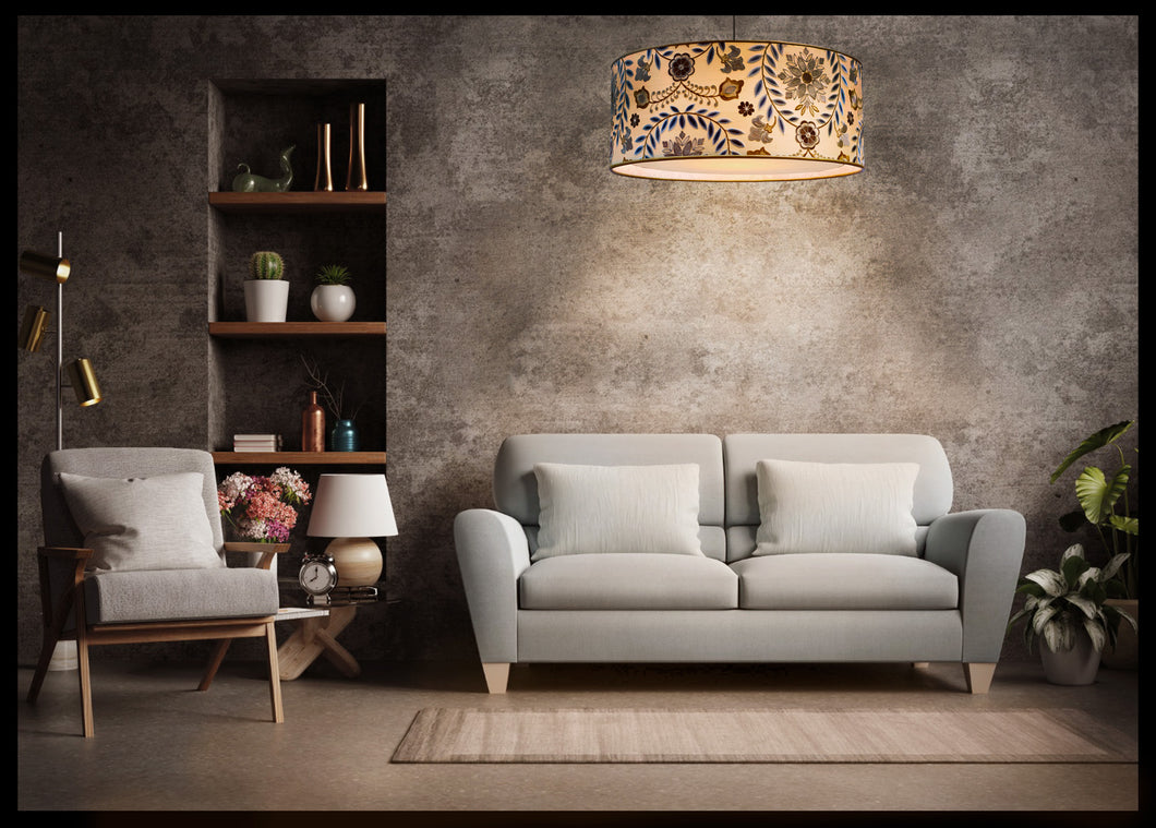 Stunning embroidered silk ceiling lampshade