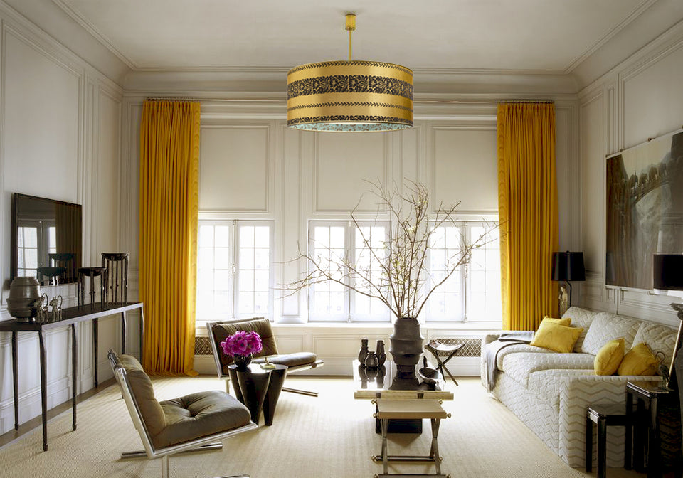 large vintage gold satin ceiling drum lampshade