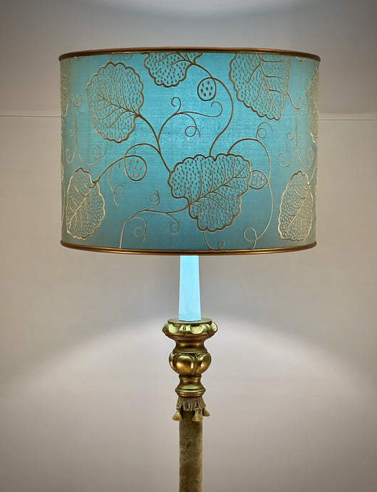 silk embroidered turquoise bespoke lampshade