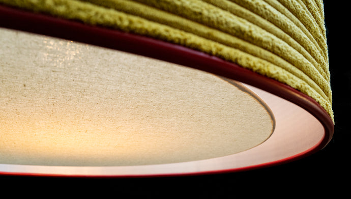corduroy bespoke ceiling lampshade & floating diffuser