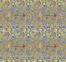 Load image into Gallery viewer, gold and blue flower pattern velvet for lamp shades
