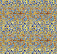 Load image into Gallery viewer, gold and blue flower pattern velvet for lamp shades
