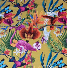 Load image into Gallery viewer, tropical birds colourful fabric for lamp shades
