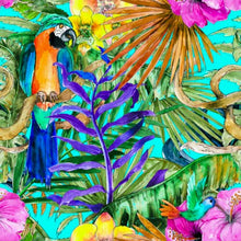 Load image into Gallery viewer, tropical parrots colourful fabric for lamp shades
