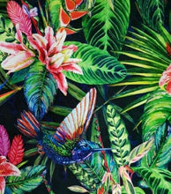 Load image into Gallery viewer, tropical birds and plants fabric for lamp shades
